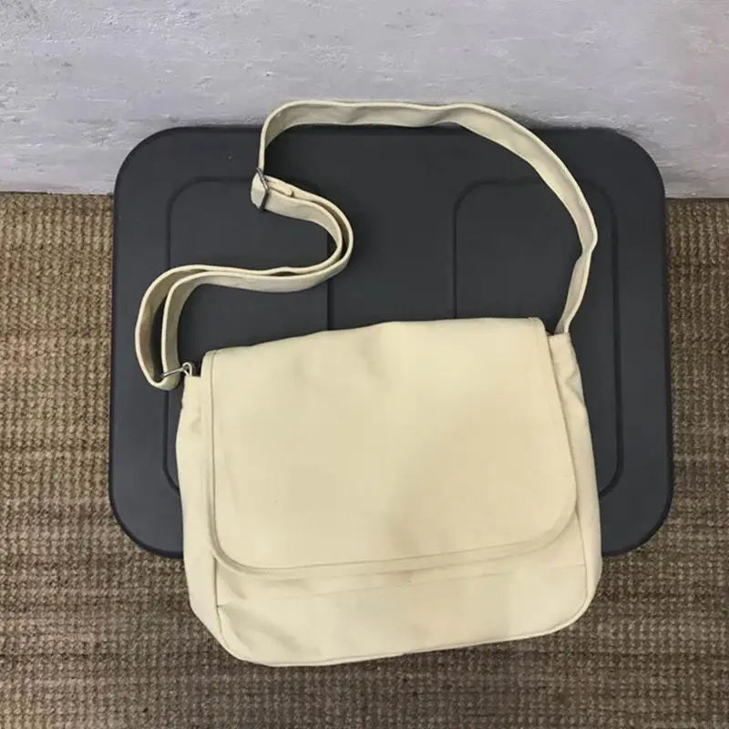 

340D Women Solid Color Shoulder Bag Men Leisure Crossbody Bag Student Casual Book Bag
