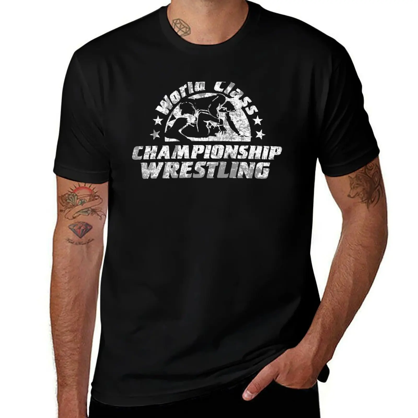 

Copy of World Class Championship Wrestling distressed in white T-Shirt anime tshirt t shirt man designer T-shirt