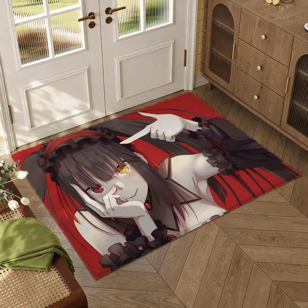 Tokisaki k-Kurumis Anime Floor Mat Soft Thickened Flannel Door Mat Non-Slip Living Room Rug Home Decor