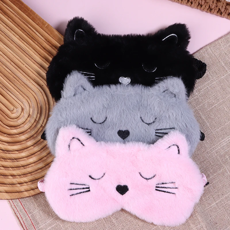 

Cute Cartoon Cat Sleep Mask Eye Sort Bandage Plush Blindfold Cover Sleeping For Girl Women Nap Night Animal Eyepatch