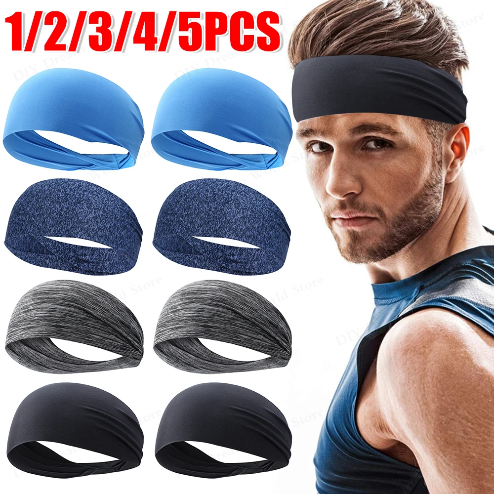 5-1PCS Elastic Sports Headbands Quick Dry Sweat Absorption Headdress Anti-slip Running Head Band Breathable for Yoga Accessories