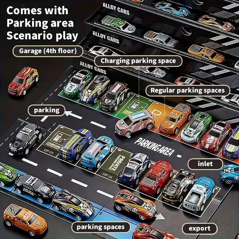 24/48 قطعة لعبة سيارة نموذج قوة التراجع سيارة لعبة سيارة مع صندوق تخزين لعبة سيارة مجموعة هدية حزمة حشو ، بيناتا حشو ، عيد الميلاد gif #5