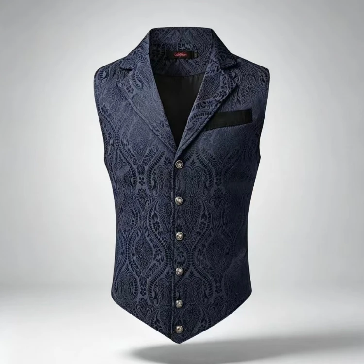 Men Slim Victorian Jacquard Waistcoat Lapel Single Breasted Gothic Formal Wedding Party Cosplay Suit Vest Multi Colors