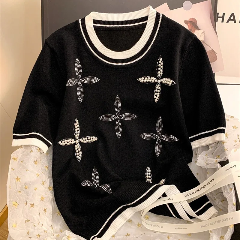 LIDOU Women Knit T-Shirt White M 3