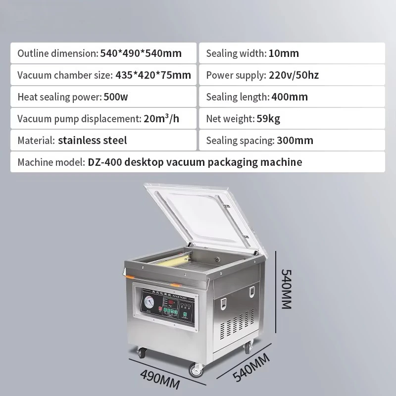 Commercial Benchtop Vacuum Packaging Chamber Sealer for Food Stainless Steel Body 110V/220V Compact Design