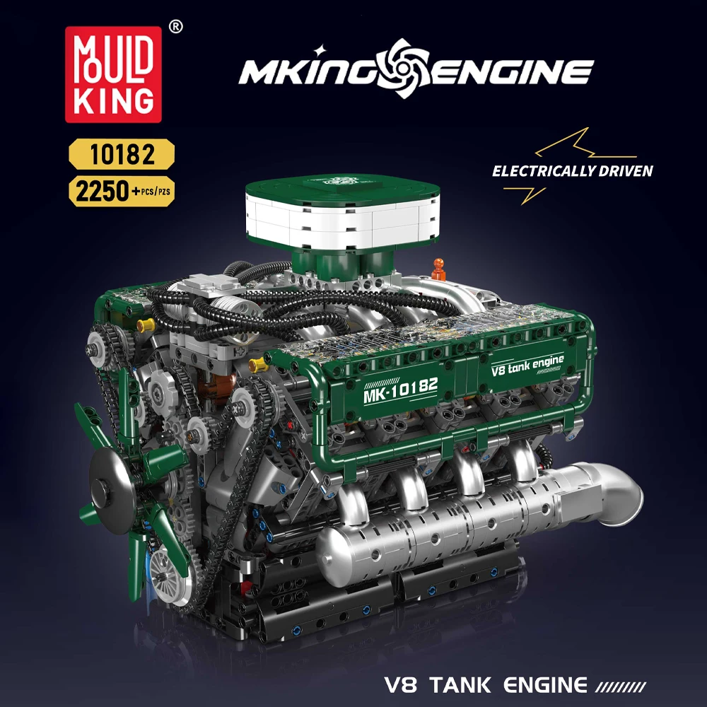 ตัวต่อ Mould King 10182 รุ่นเครื่องยนต์รถถัง V8 ชุดตัวต่อแบบประกอบเอง รถสปอร์ต MOC ของเล่นตัวต่อ MOC ของขวัญคริสต์มาสสำหรับเด็ก 2250 ชิ้น