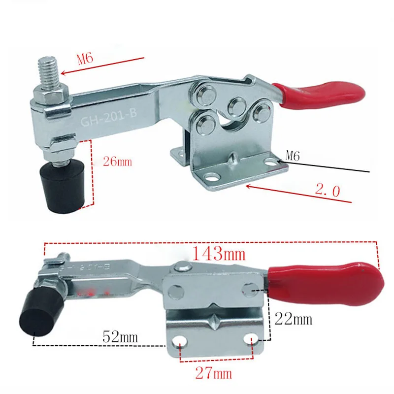 1PCS Toggle Clamp 201-B Heavy Duty Horizontal Quick Release Toggle Clamps Set Clamps Mold clamp Woodworking Hand Clip Tool