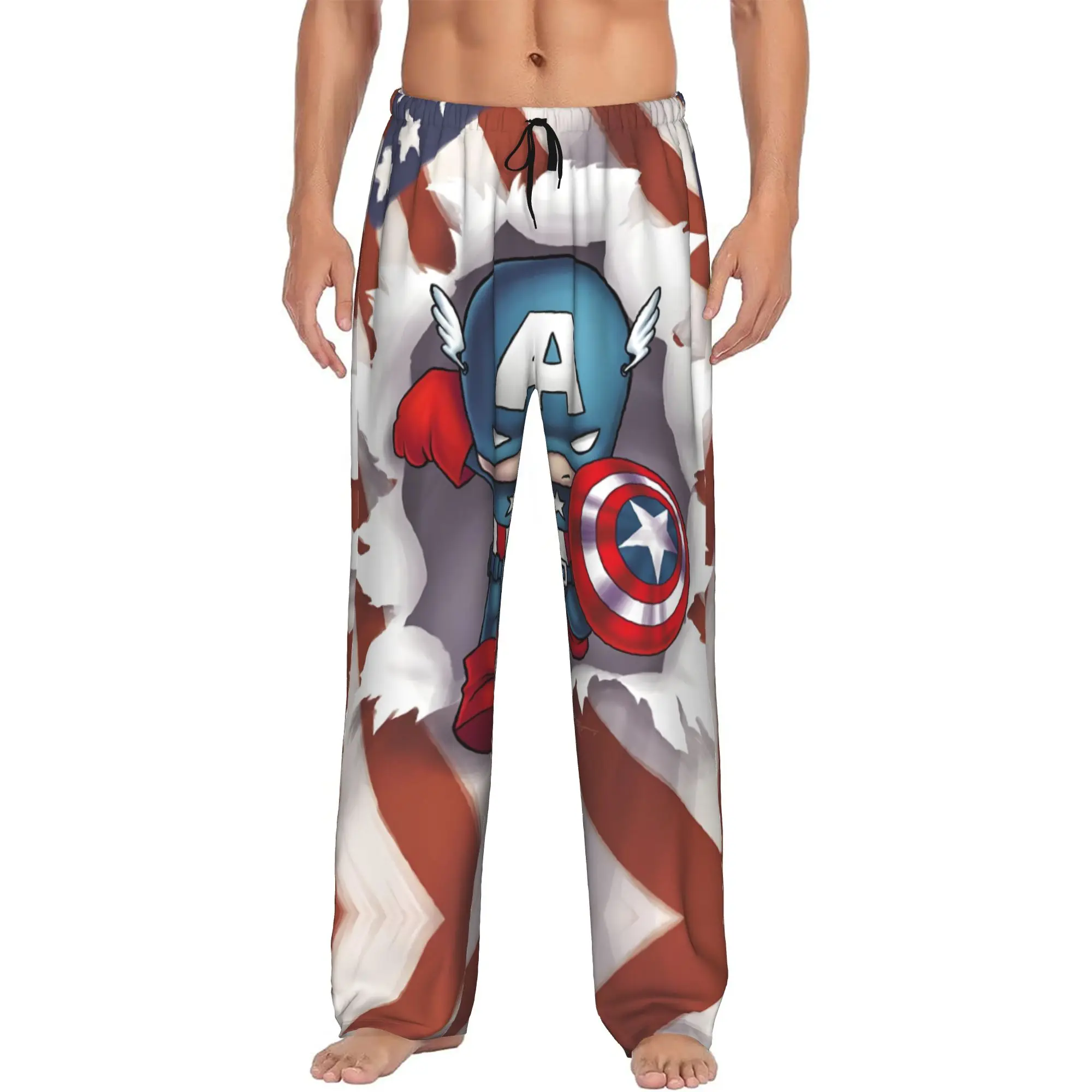 

Custom Captain Anime America Pajama Pants Sleepwear Men's Elastic Waistband Sleep Lounge Bottoms with Pockets