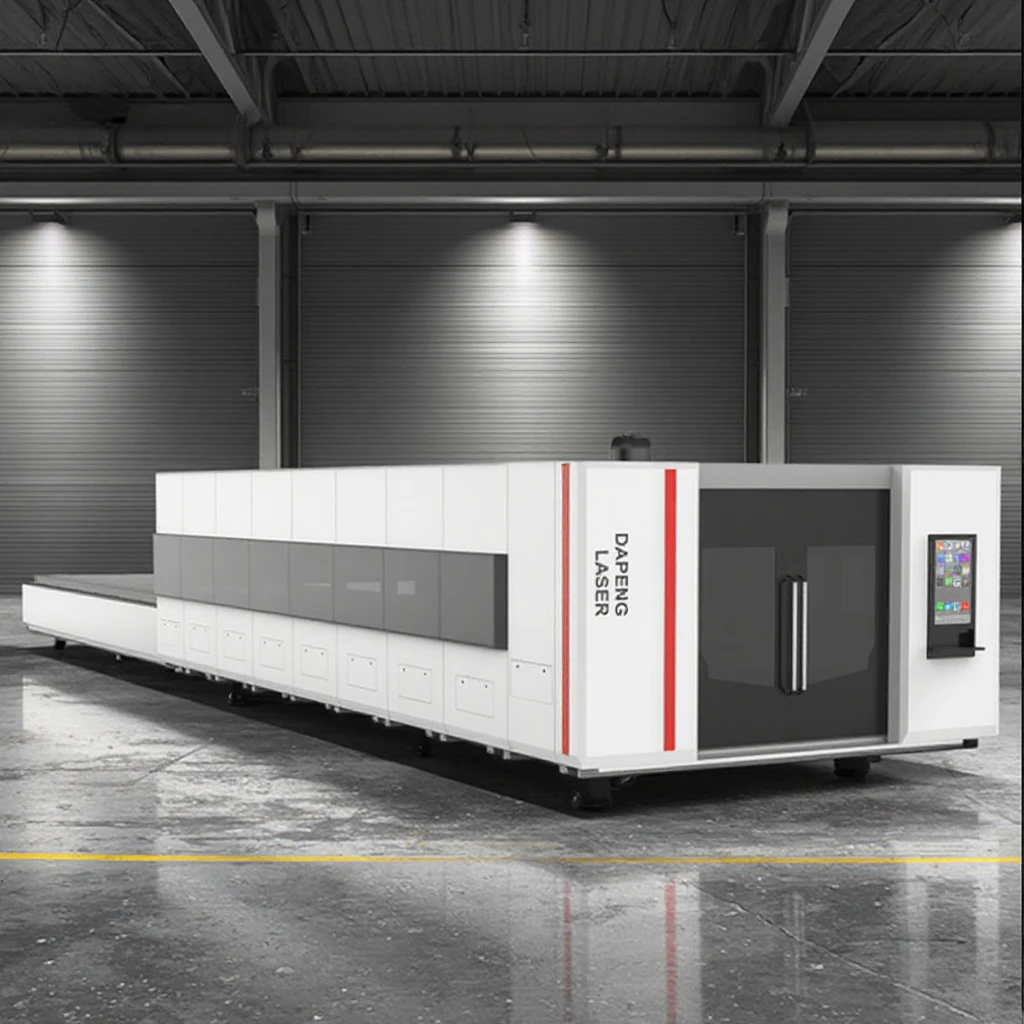 

Full Cover 12KW Metal Sheet Laser Cutter Double Table CNC Fiber Laser Cutting Machine with Water Chiller