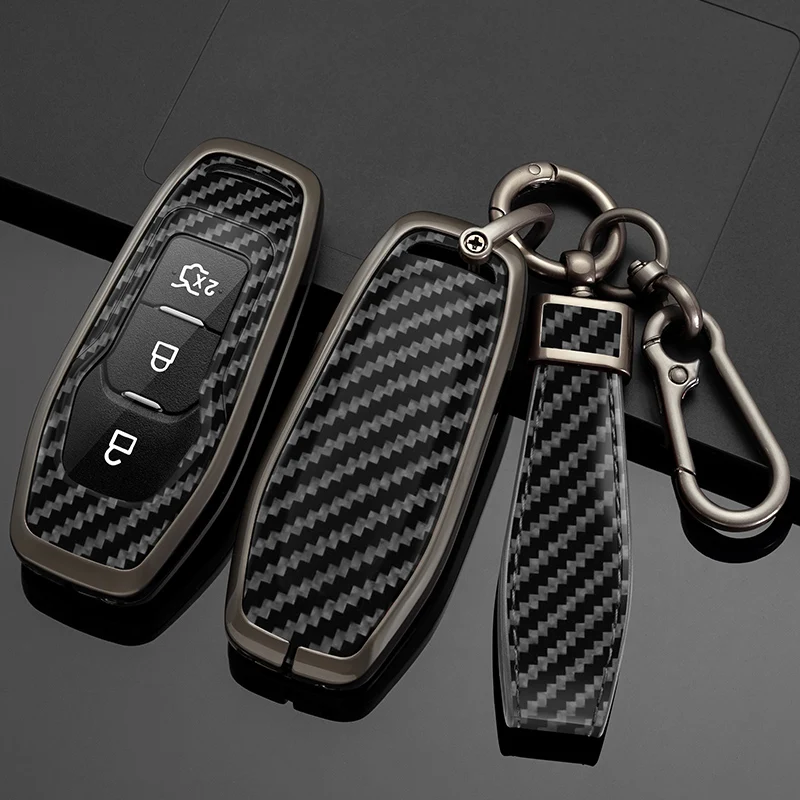 

Zinc Alloy Car Key Case Cover For Ford Mondeo MK3 MK4 MK5 Kuga F150 Ranger Explorer Focus SMAX CMAX Mustang 2020 Leather Shell