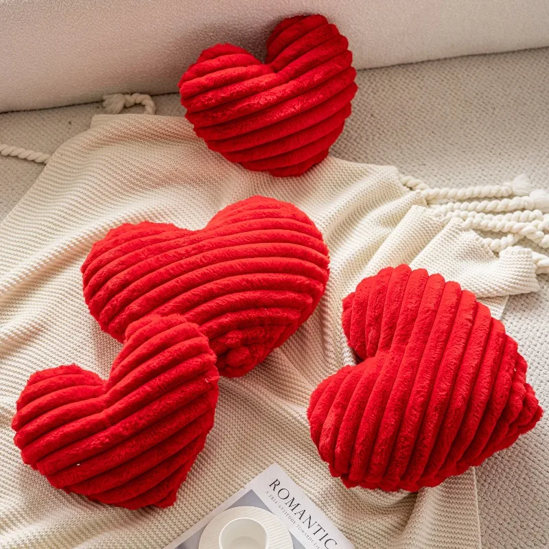 Valentijnsdag Qixi Festival Gestreept Pluche Liefde Sierkussen met Kussenkern Meisje Hart Prinses Kamer Woonkamer Decoratief