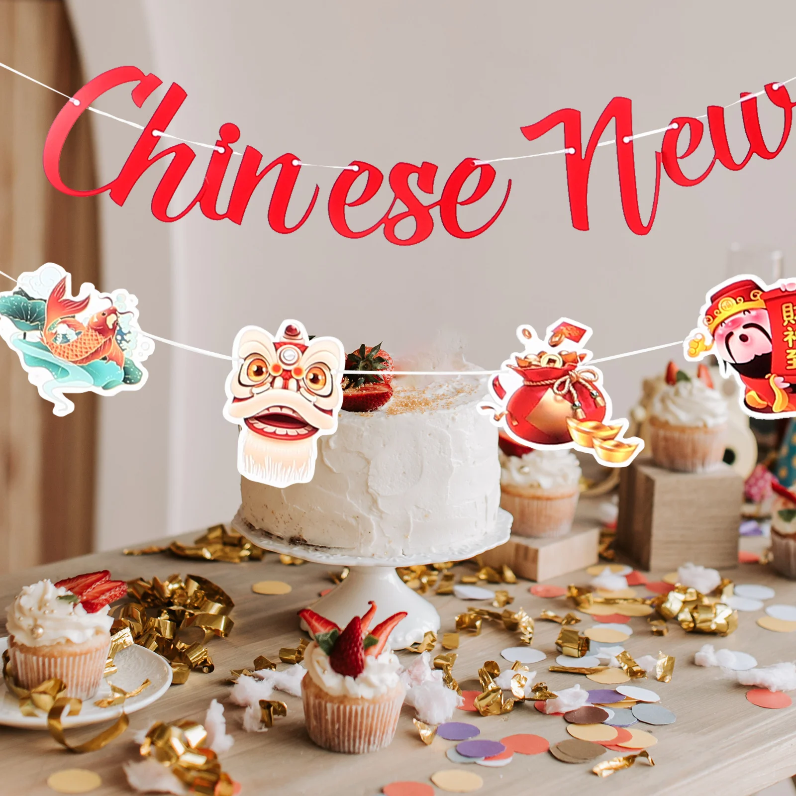 1 مجموعة 1 مجموعة سنة جديدة سعيدة راية كبيرة الحجم الطرف الديكور خلفية معلقة الرايات أعلام ل 2024 الاحتفال السنة الجديدة ديكور