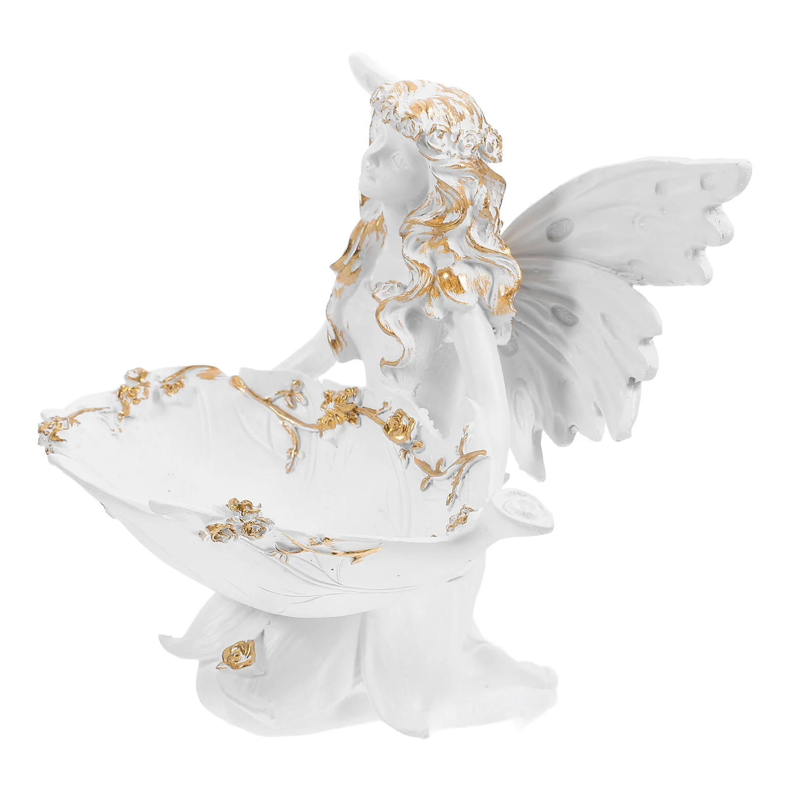 

Exquisite Angel Statue Tray Fairy Resin Ornament Jewelry Holder Decorative Storage Tray Desktop Home Decor Fairies Garden Cute