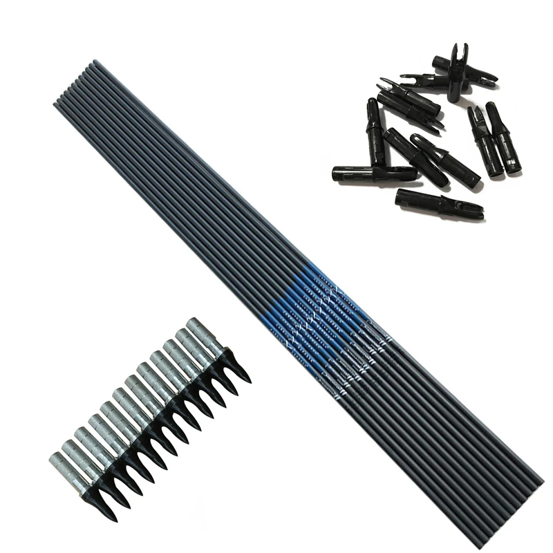 

12pcs Archery Carbon Arrow Shaft ID6.2mm Sp300-800 for Traditional Bow Longbow Hunting Shooting Arrow Accessories