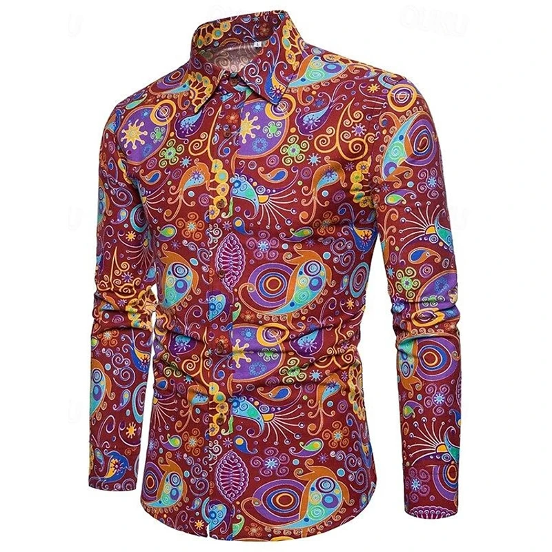 Stripe 3d Print Shirts Men Fashion Personality Graphic Shirt Long Sleeve Casual Boys Single-Breasted Blouse Male Clothing Camisa