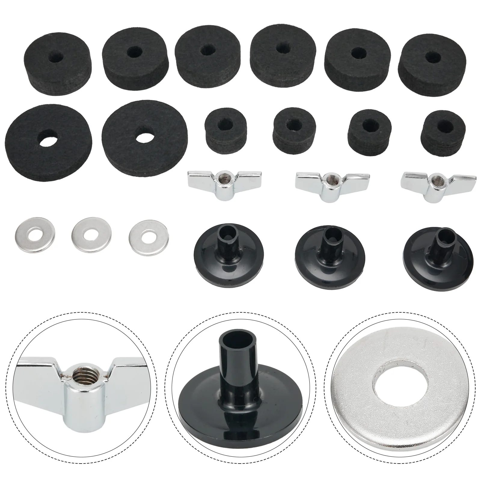 Complete Drum Stand Felt Washers Set Secure Cymbals And Improve Sound Quality Enhance Performance Music Instruments Accessories