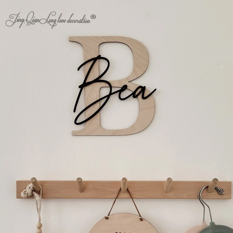 Custom Children's room name plate wood with desired name - personalized door sign with name - baby room gift birth girl boy room