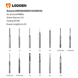 Milling Burs Roland DWX50 DWX51D Dental Lab for Zirconia PMMA D4 Grinding Drills Diamond Flat End Dentist DWX52 Machine Tools