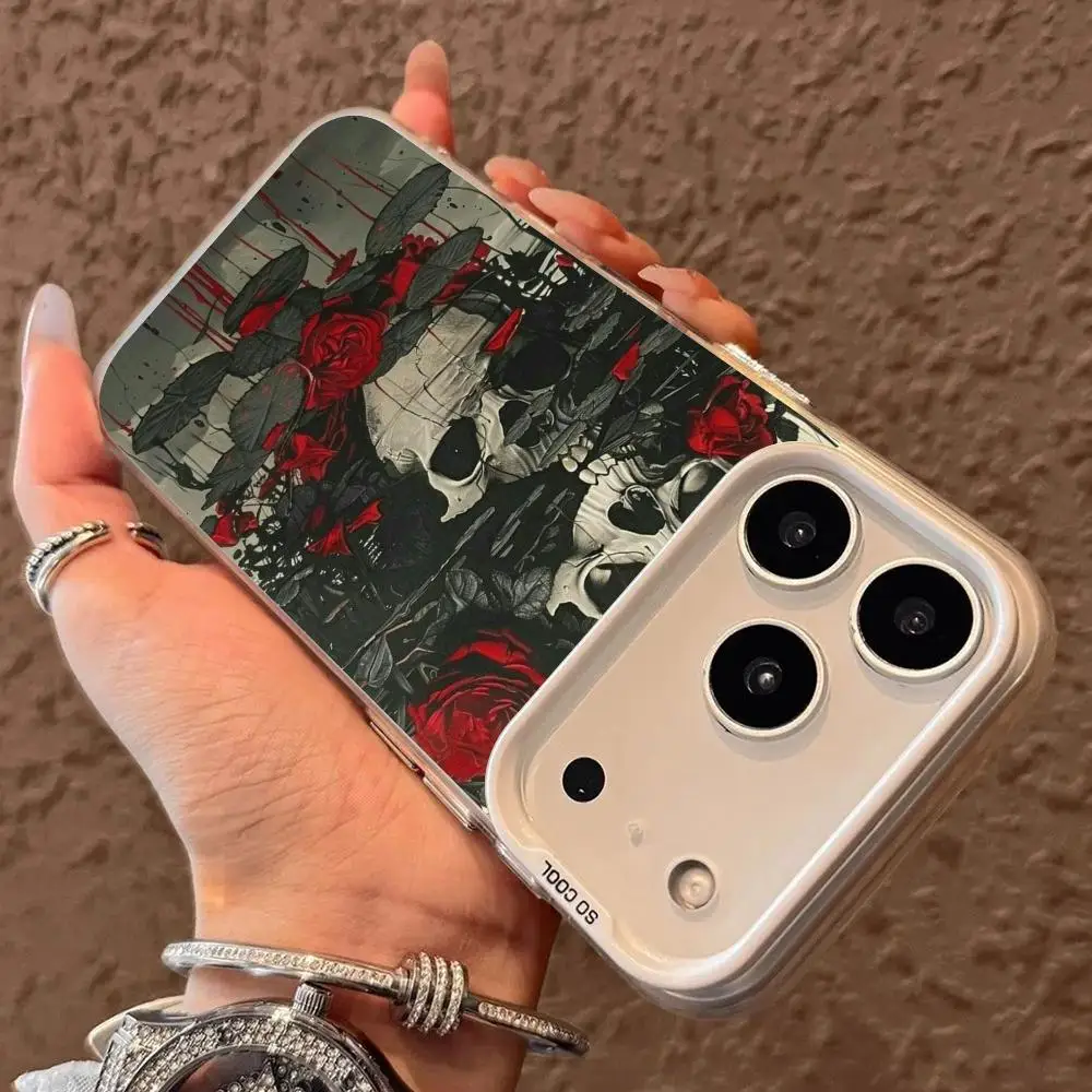 حافظة لهاتف آيفون 17 16 15 14 13 12 11 برو/ ماكس/بلس غطاء خلفي مقاوم للصدمات مضاد للبصمة