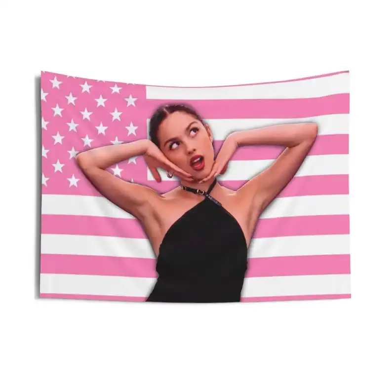 O-Olivia R-Rodrigo Pink American Flag Outdoor Decors Decorative Home Objects Bed Room Decoration Y2k Wall Art Garage Flags Flaga