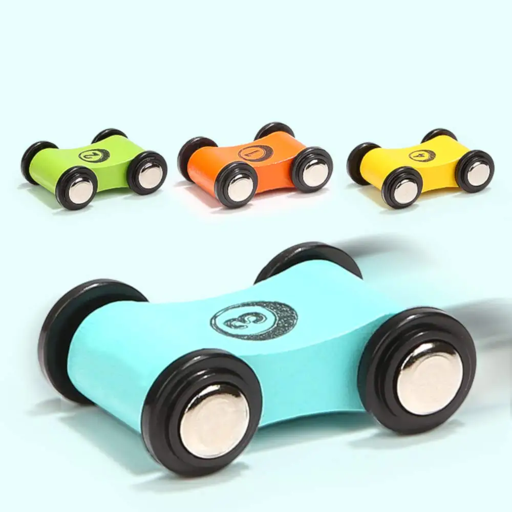 1/4 Stuks Mini Houten Zweefvliegen Auto Speelgoed Oprit Race Mini Slide Track Auto Games Vervanging Auto Kleurrijke leuke Model Voertuig Speelgoed Voor Jongen