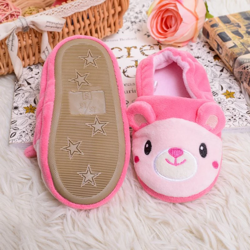 New Fashion Toddler Girls Slippers for Home Indoor Baby Items Loafers Plush Warm Pink Bear Child Little Kid House Footwear Gifts