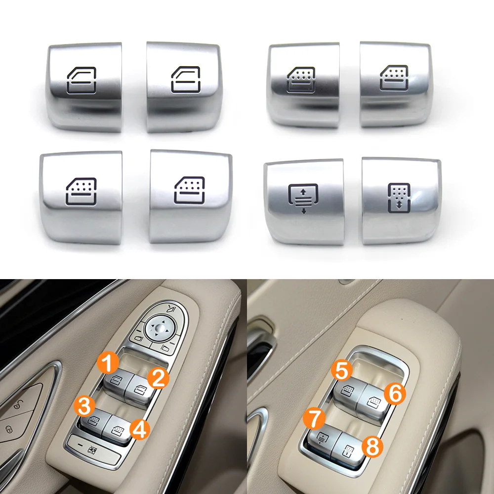 Interior Car Window Lifter Switch Button Cover Cap Replacement For Mercedes Benz S E Class W222 W213 S320 S400 S450 S500