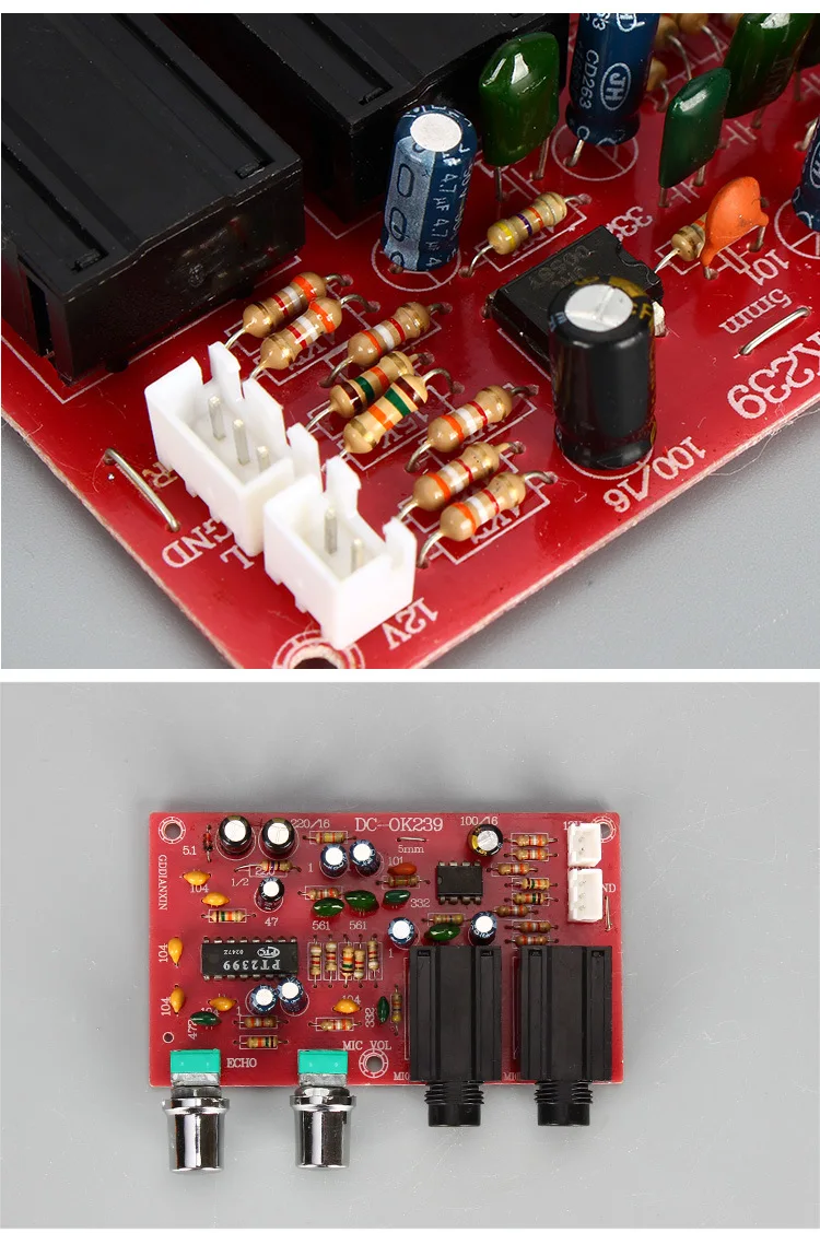 Tablero mezclador DC12V, tablero de reverberación de Karaoke, tablero de tono de micrófono de reverberación, tablero amplificador de potencia