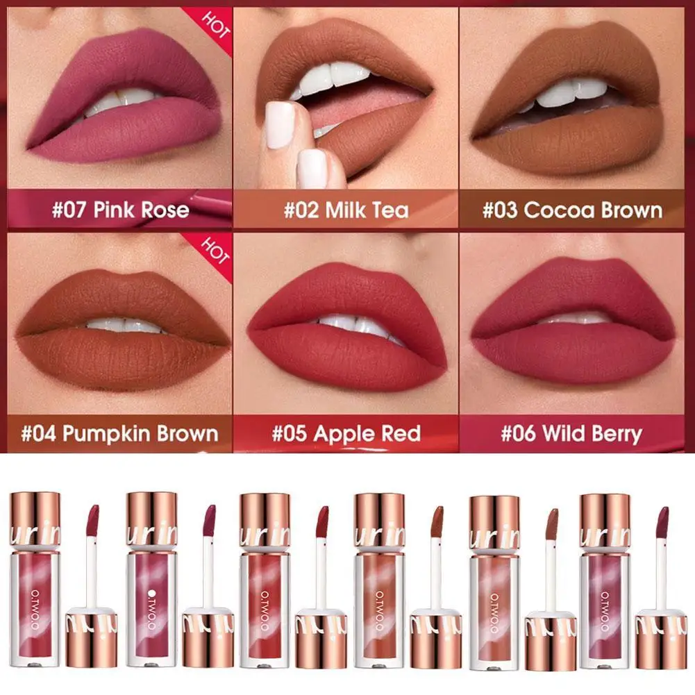 Lápiz labial brillo de labios maquillaje resistente al agua terciopelo antiadherente taza 8 colores tinte de labios mate larga duración Sexy lápiz labial líquido rojo