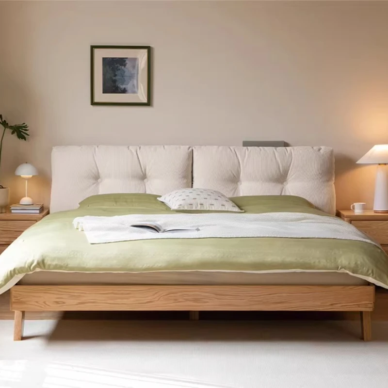

Solid wood bed Modern simple double bed Home master bedroom log bed