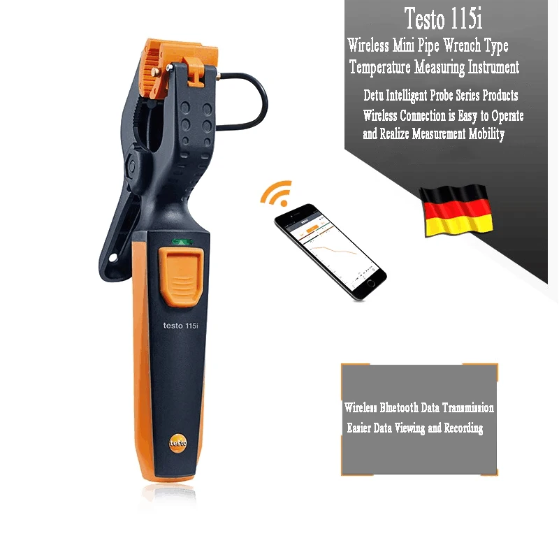 Testo 0563 0002 10 مجسات ذكية مجموعة اختبار التيار المتردد والتبريد 2 قطعة Testo 115i و 2 قطعة Testo 549i سماعة لاسلكية ذكية تعمل بالبلوتوث