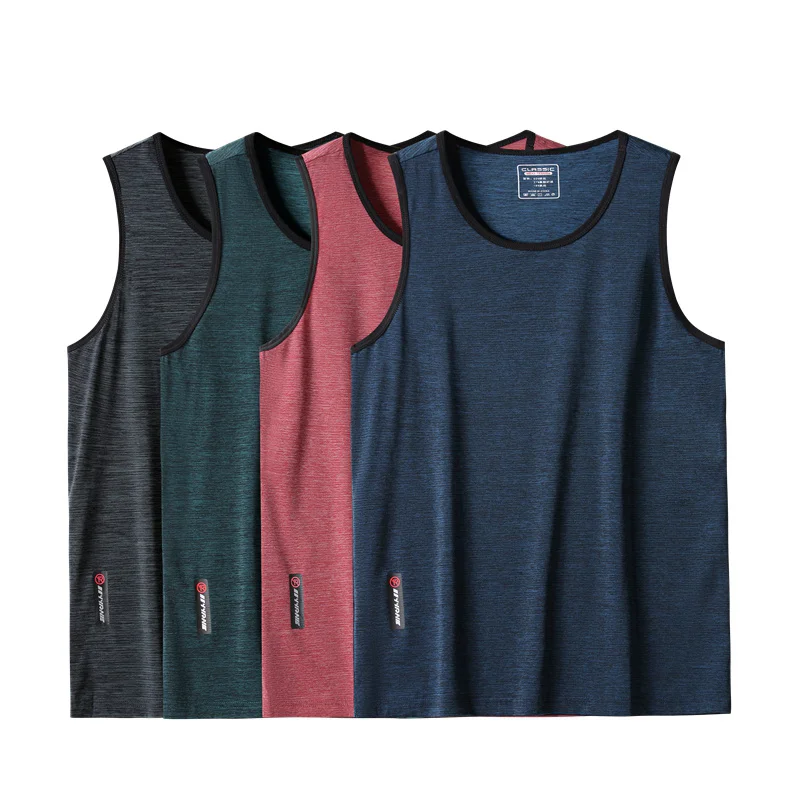 

2024 Summer New Men's Solid Color Sleeveless T-shirt High Quality Tank Top Fashion Plus Size Tshirts Men Drop Ship Customized