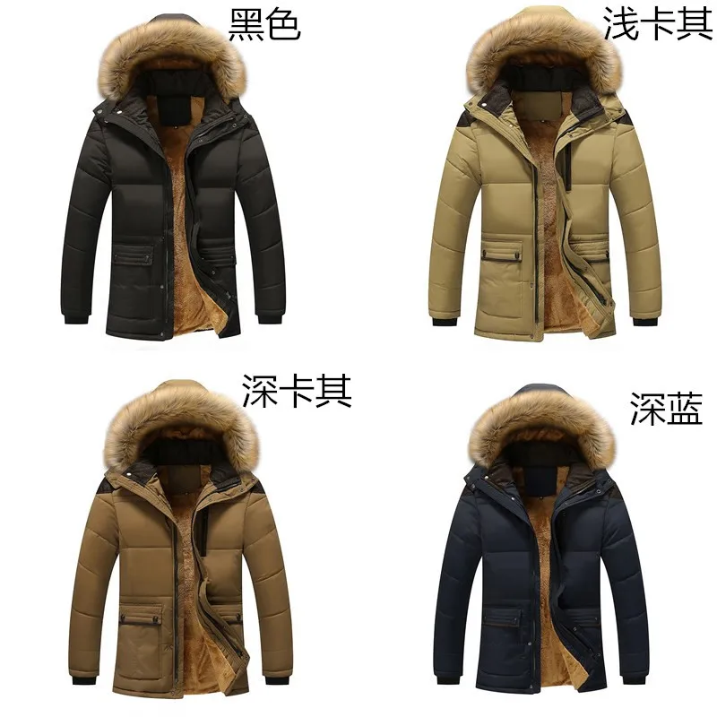 Winter Parkas Men Fur Collar Warm Thick Cotton Multi-pocket Hooded Parkas Mens Casual Warm Coats Outwear Plus Size 5XL Overcoat