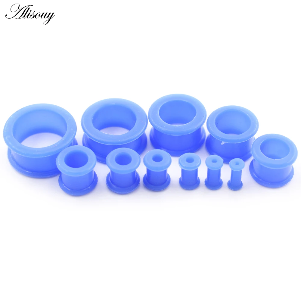 1 Pair Ear plugs High Quality piercing Thin Silicone Flexible Body Jewlery Gauges 3-25mm Skin Tunnel Plugs Skin Hollow Ear Plug