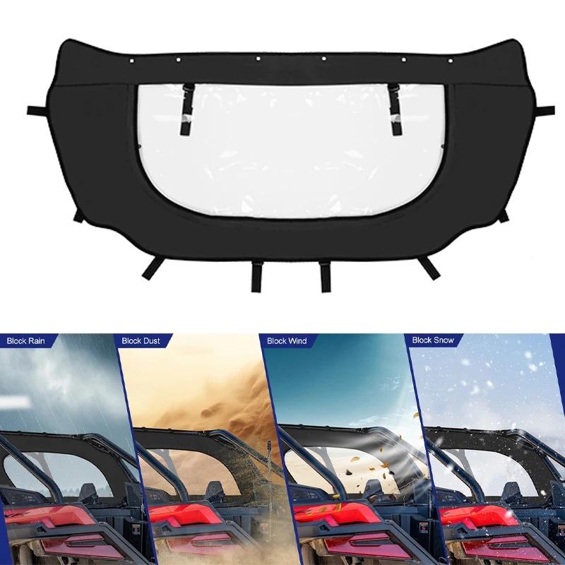 For Polaris RZR PRO XP /RZR Turbo R 2020-2023 2024 UTV Black Rear Soft Windshield Dustproof Rear Window