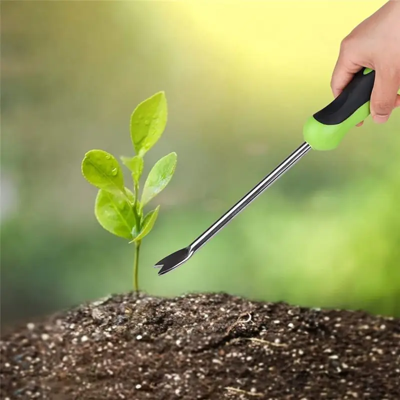 ABLK 2 Pack Weeder Tool With Ergonomic Handle Stainless Steel Garden Lawn Weed Puller Soil Loosening Tool