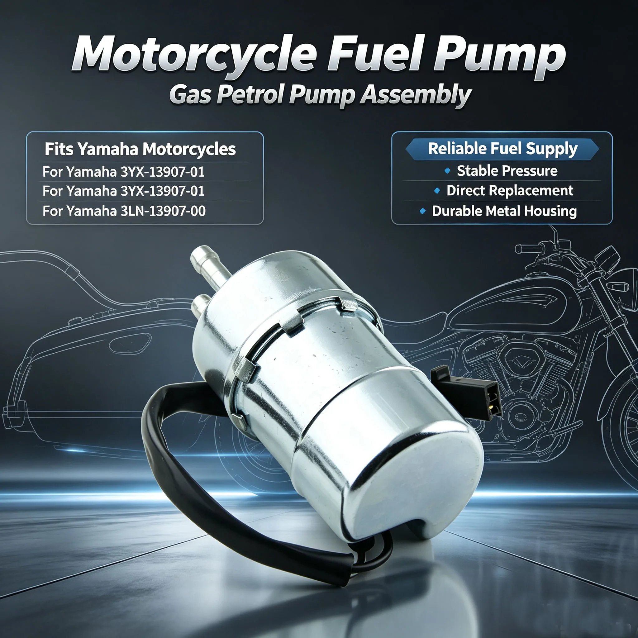 

6mm Motorcycle Electric Fuel Pump For Yamaha BT1100 Bulldog 1100 XV400 XV535A XV535 Virago XVS400 Drag Star Classic 3LN-13907-00
