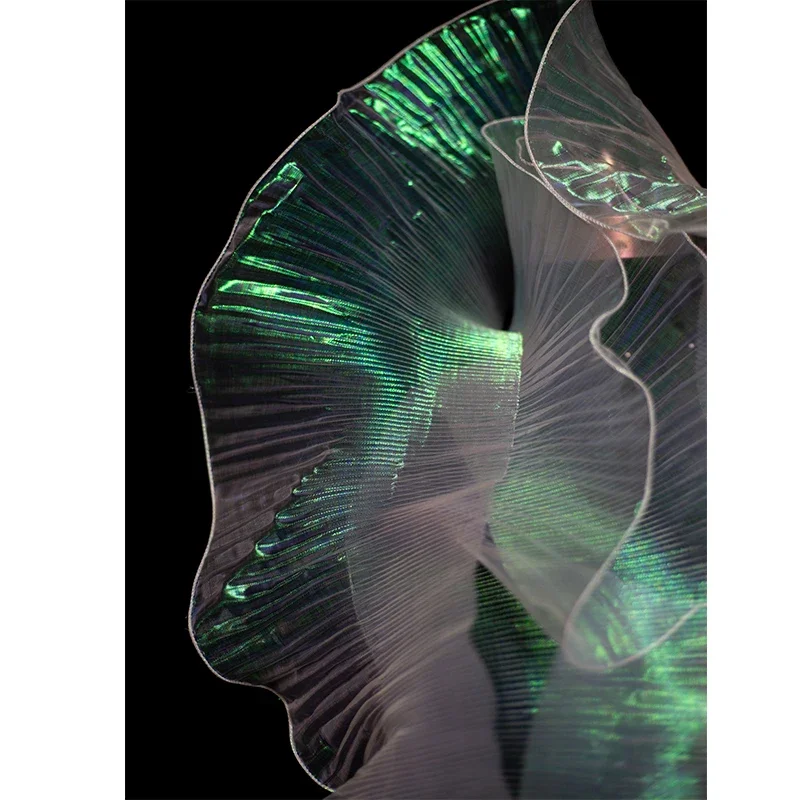 Magic Color Glass Lotus Leaf Transparent Three-dimensional Fold Gradient Art Decorative Organza Accessories European Fabrics