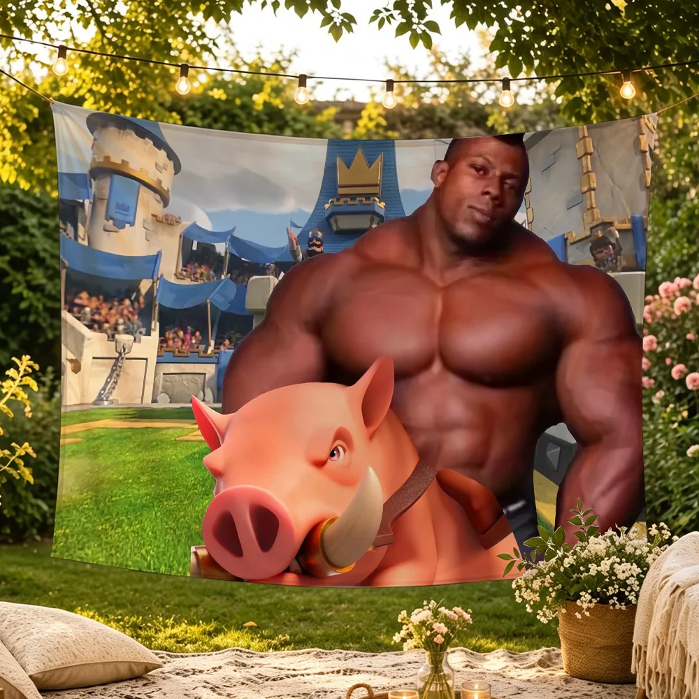 Funny Pig Knight flag Advertising Banner for Camping Decoration Outdoor & Garage Wall Hanging Decorations