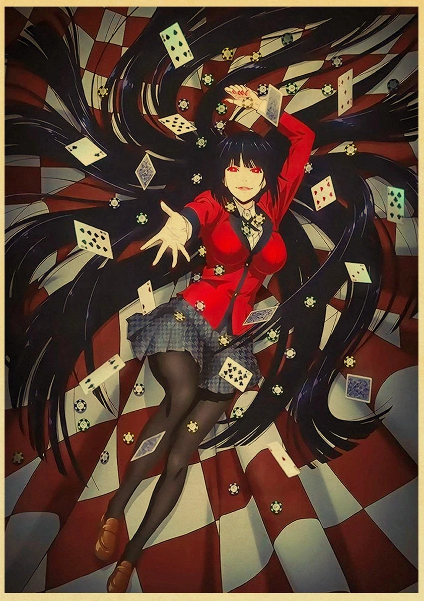 New Kakegurui Anime Poster Custom Vintage Art Home Room Decoration Kraft Paper Wall Prints