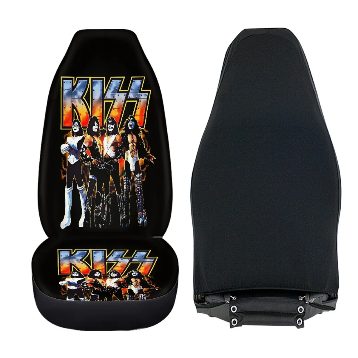 Car Front Seat Cover Set Rock Band Singer Kiss Brand Design Easy Installation Washable Cushion Interior Spare Parts Custom Image