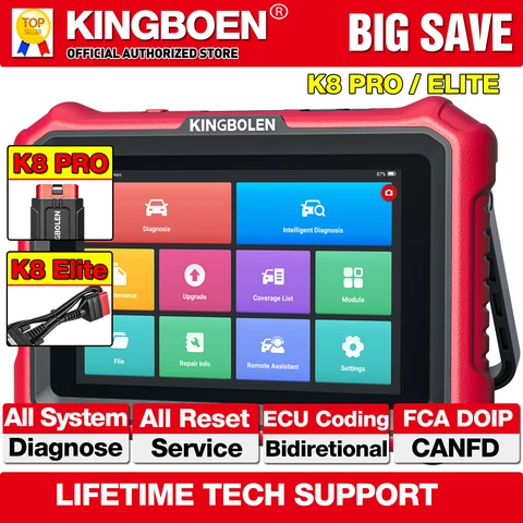 [Пожизненное бесплатное обновление] KINGBOLEN K8 PRO Elite Двунаправленный сканер OBD2 Кодирование ECU CANFD FCA Все системы диагностических инструментов
