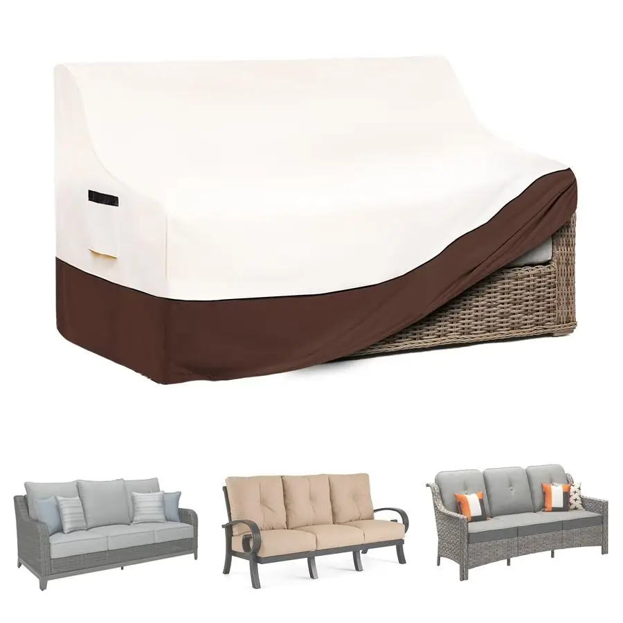

Чехол для уличной мебели, прочный водонепроницаемый чехол для дивана, всепогодные чехлы для садовой мебели, для двухместных диванов и скамеек, бежевый