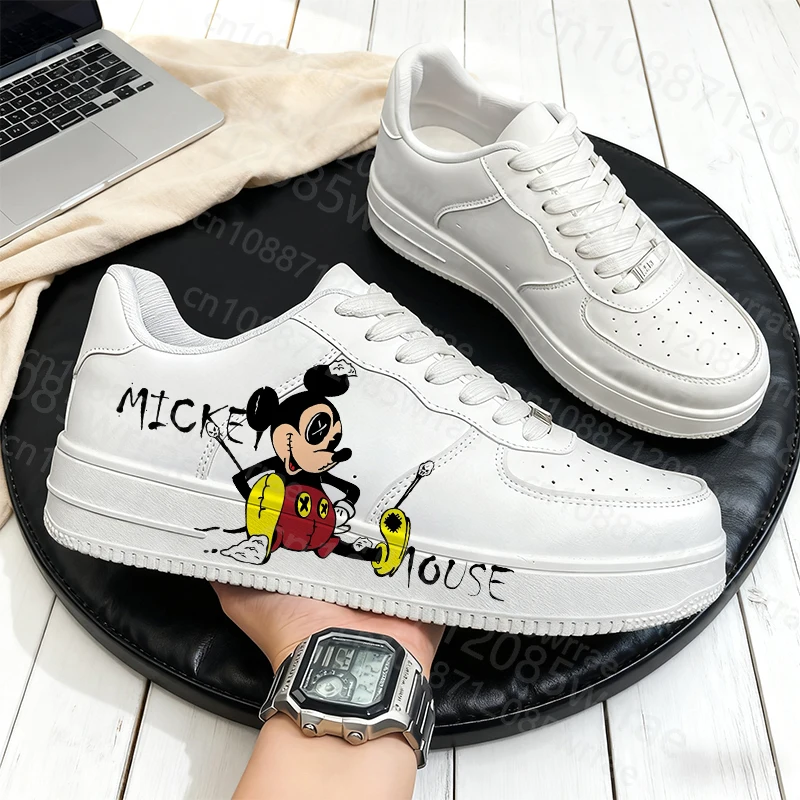 3D Printing popular Mickey Minnie Mouse White Adult shoes man woman breathable comfortable durable casual shoes