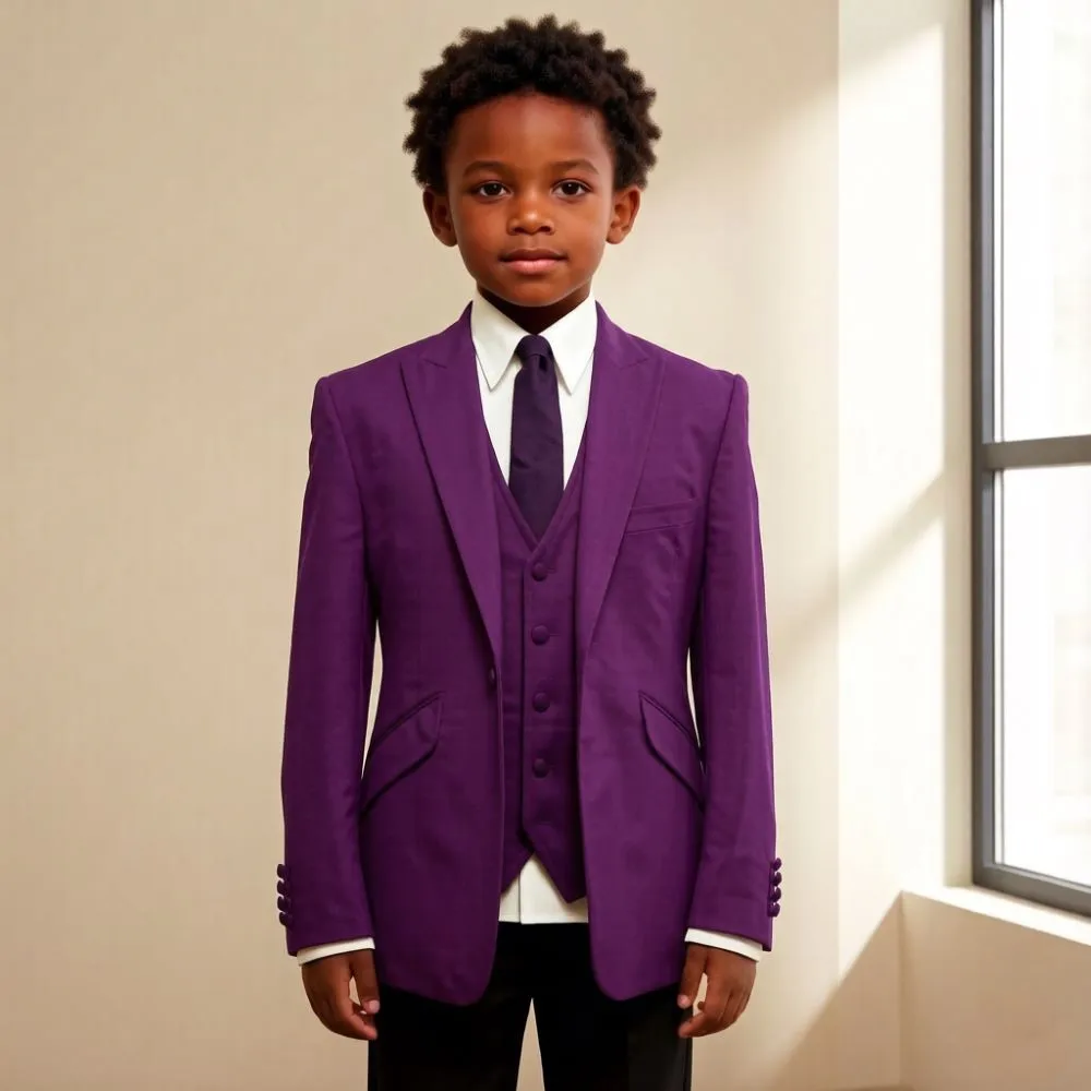 3 Pieces Boy Suits for Wedding Tuxedo Peak Lapel Mix Match Child Suits Hidden Side Storage Pockets Fashion Theme Birthday Wear