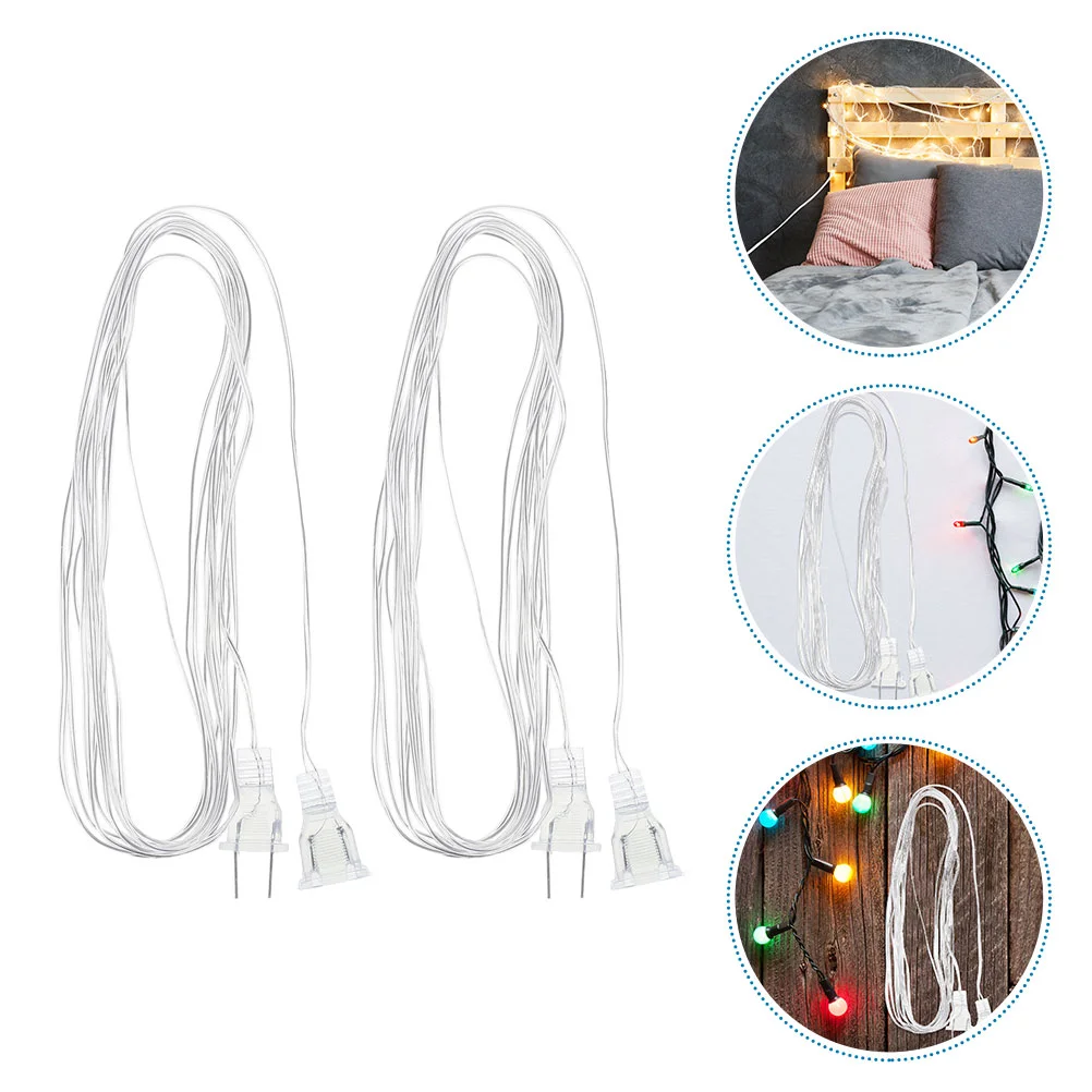 

2 Pcs LED Extension Cord Lantern Ice Bar Lamp Cable Lighting Wire Outdoor Wires Plug Colored Lights