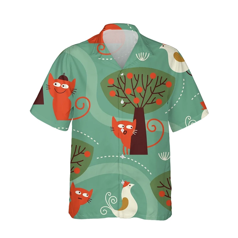 

3D Prints Full Print Coconut Tree Pattern Hawaiian Shirts For Men Tops Casual Short Sleeve Collared Button Beach Aloha Shirt