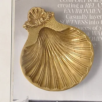 India imported brass retro shell shape storage plate fruit plate dry entrance key storage plate