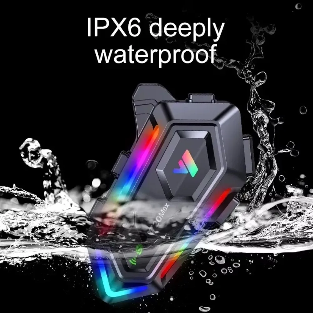 1 قطعة RGB الملونة خلط دراجة نارية خوذة مكبرات الصوت 300 متر بلوتوث 5.3 دراجة نارية سماعة رأس لجهاز الاتصال الداخلي حر اليدين مقاوم للماء