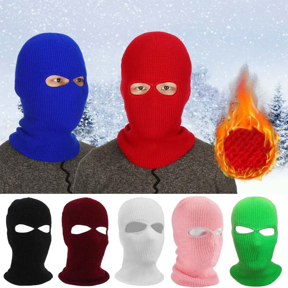 New Full Face Cover Mask Two 2 Hole Balaclava Knit Hat Army Tactical CS Winter Ski Cycling Mask Beanie Hat Scarf Warm Face Masks